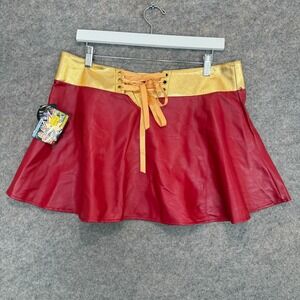 DC Comics Super Woman Skirt Womens‎ XL Red Fold Mini Front Tie Cosplay NEW